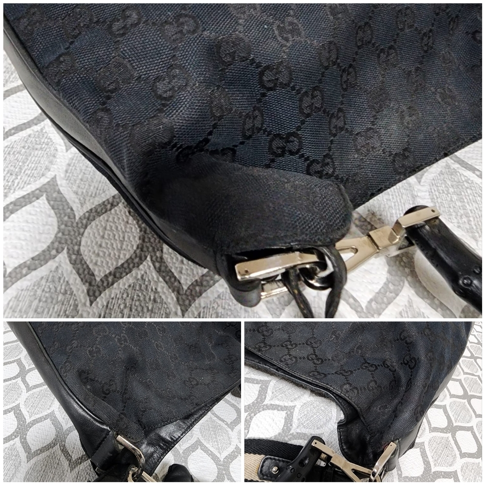 Gucci Vintage GG Canvas Bamboo Satchel Bag Black - Picture 10 of 13